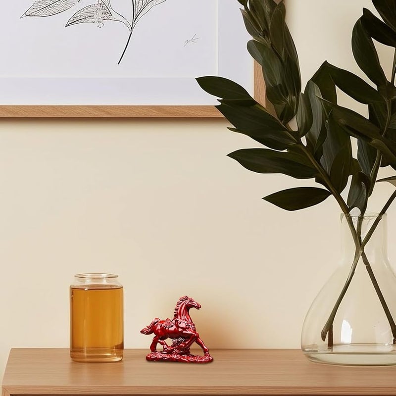 تمثال الحصان روزوود فنغ شوي 3 1 بوصة منحوتة خشبية لتزيين مكتب المنزل أو المكتب - Image 3